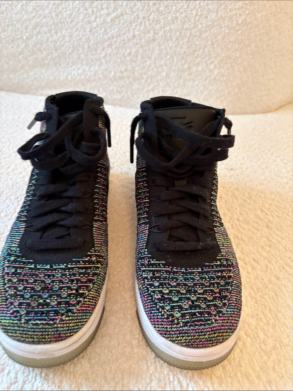 Nike Kids High-Top Sneakers in Black with Multicolor Knit